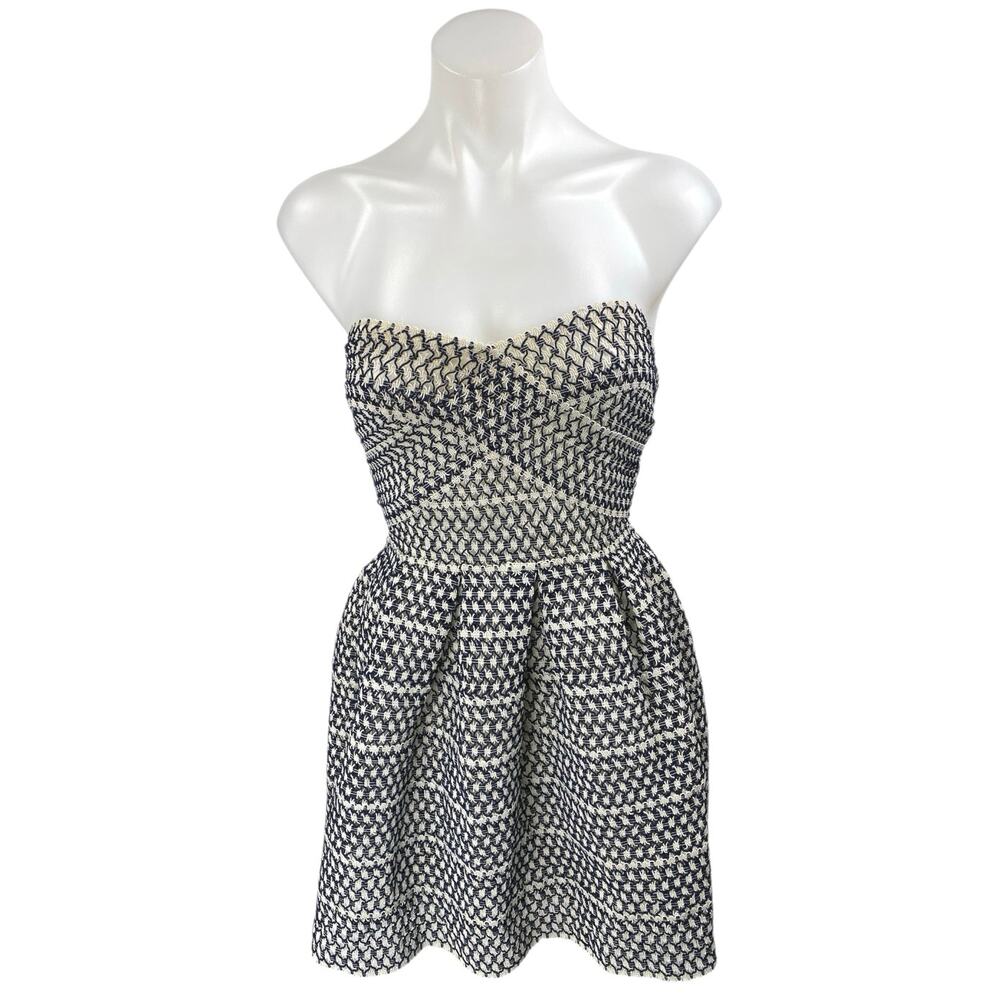 Wow Couture Black White Sleeveless Strapless Mini Babydoll Fit & Flare Dress S